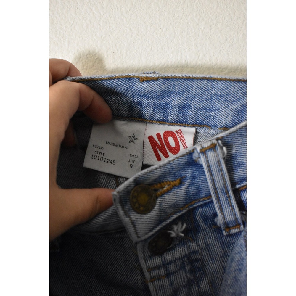 No Boundaries Denim Shorts Womens 9 Light Blue 90s Vintage High Waist Cuffed USA - Picture 6 of 7